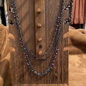 Multicolor Beaded Layered Chain Necklace